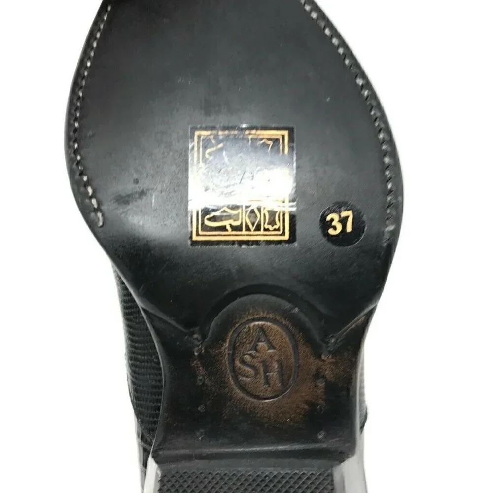 Ash Tequila Booties Black Lizard Embossed 7 NEW